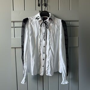 Sanrio White and Black Blouse with Lace Details